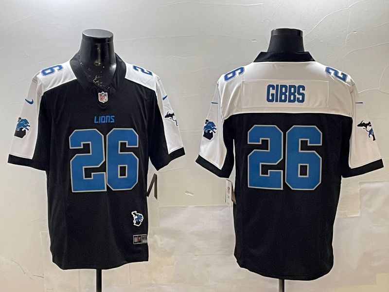 Men Detroit Lions #26 Gibbs Black Thanksgiving three generations 2025 Nike Limited NFL Jersey style 4